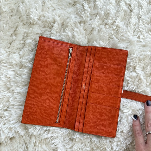 Hermes Bearn Wallet orange epsom leather with palladium hardware - orig. $2625 - Picture 4 of 8
